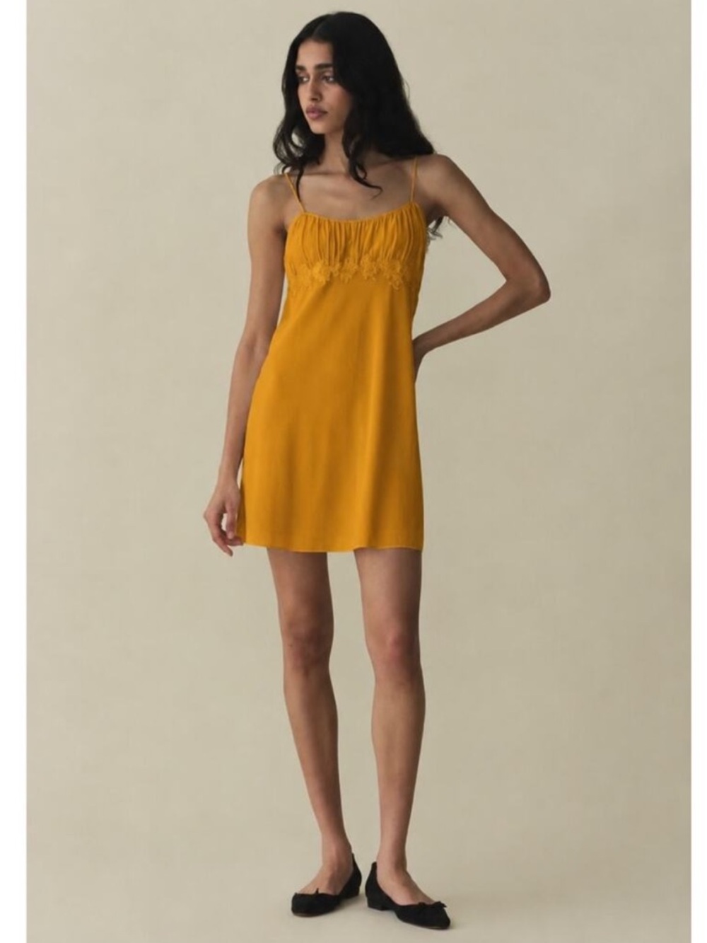 NWT Doen yellow silk Fleurie mini dress in goldenrod